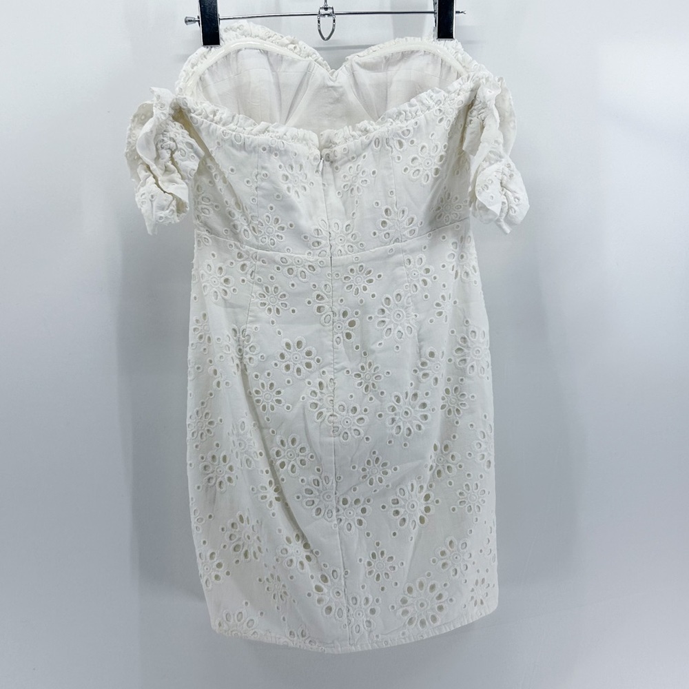Revolve LPA White Eyelet Corset Fitted Off Shoulder Bodycon Mini Dress Small - Picture 3 of 7